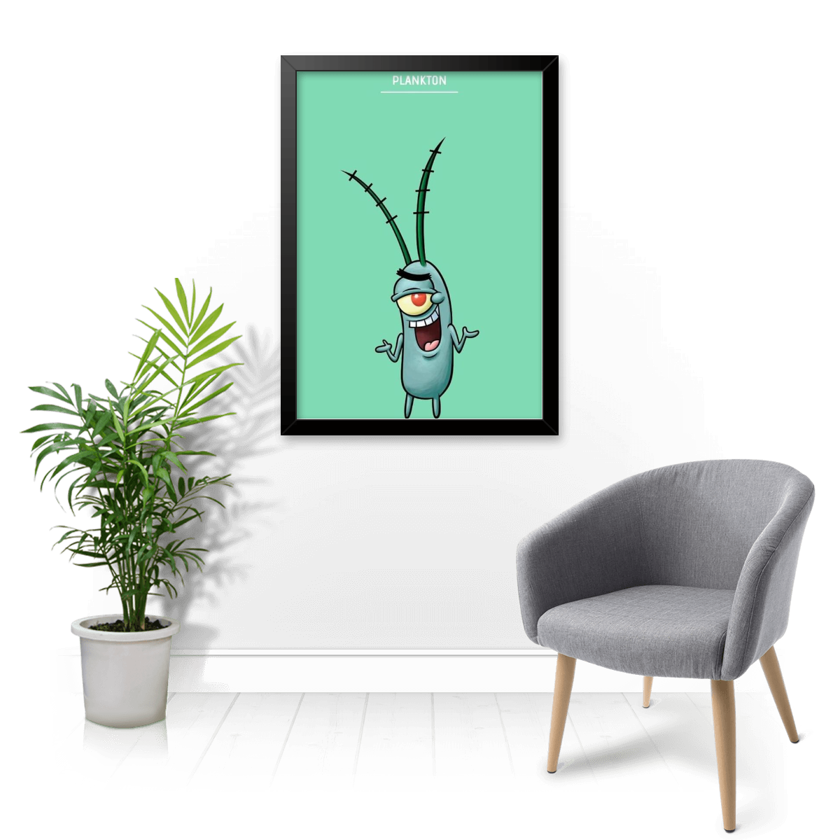 @*様 【ポスターフレーム付き】millenniumparad Plankton Quadro e poster Plankton - Bob Esponja - Quadrorama
